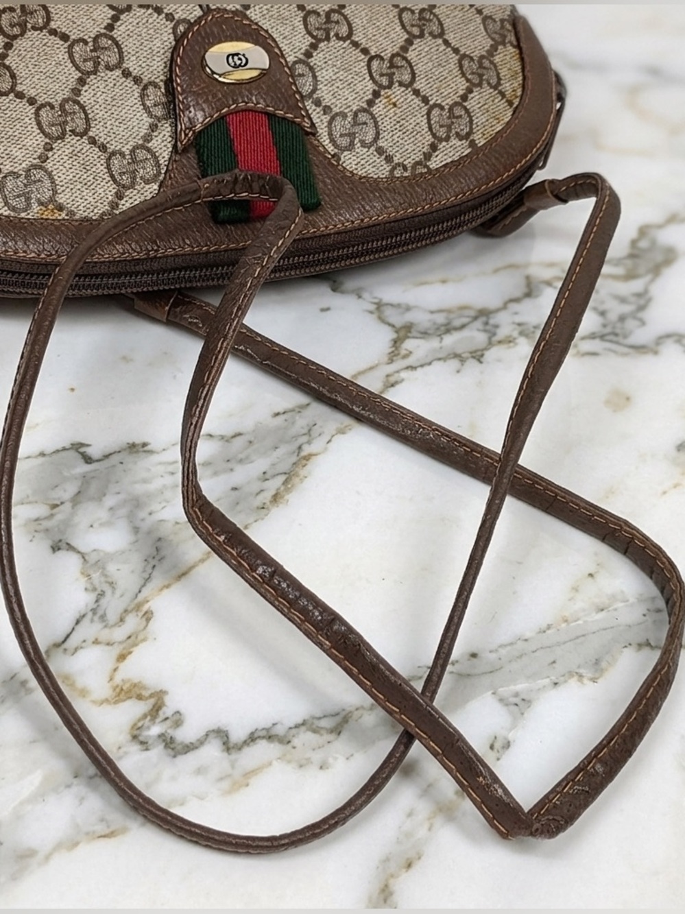 Vintage GUCCI Accessory Collection GG Supreme Crossbody Bag Brown Coated Canvas - Picture 8 of 10